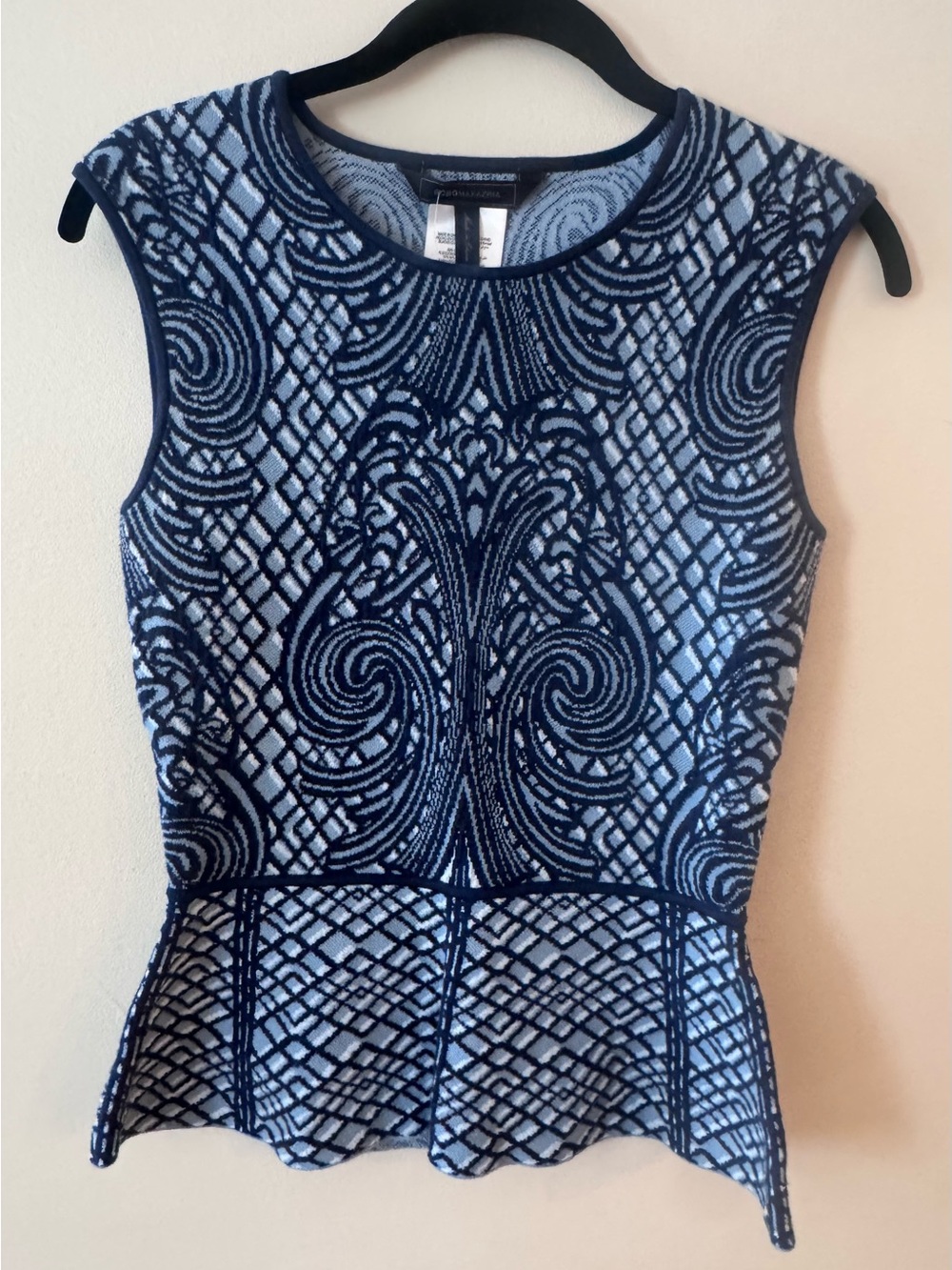 BCBG Maxazria Patterned Peplum Top